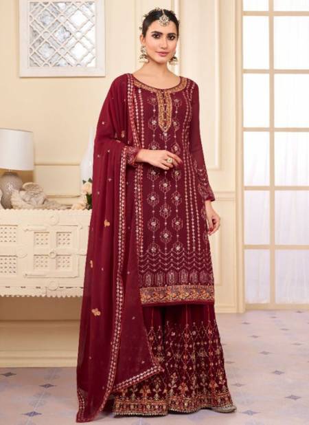 Maroon Colour KESARI SONI KUDI 4 Heavy Wedding Wear Georgette Designer Latest Salwar Suit Collection 1017